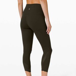 Lululemon Wunder Under HR Crop 23" Scallop Full-On Luxtreme NWT sz 4 Dark Olive
